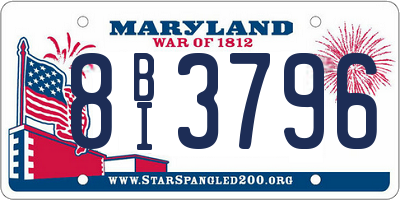 MD license plate 8BI3796