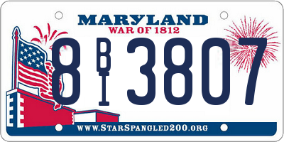 MD license plate 8BI3807