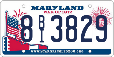 MD license plate 8BI3829