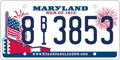 MD license plate 8BI3853