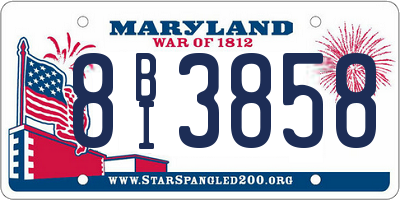 MD license plate 8BI3858