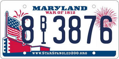 MD license plate 8BI3876
