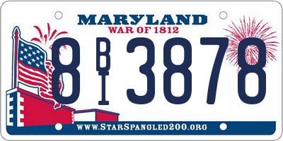 MD license plate 8BI3878