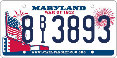MD license plate 8BI3893