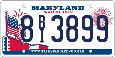 MD license plate 8BI3899