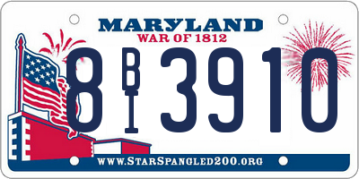MD license plate 8BI3910