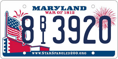 MD license plate 8BI3920