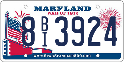 MD license plate 8BI3924