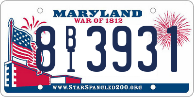 MD license plate 8BI3931