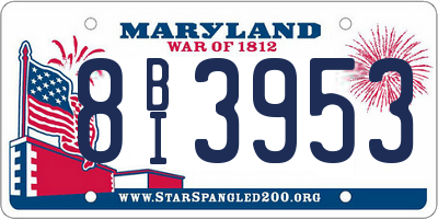 MD license plate 8BI3953