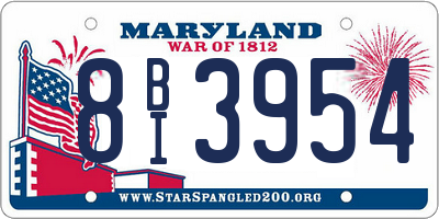 MD license plate 8BI3954