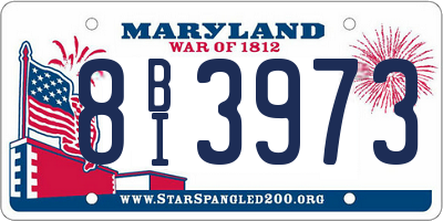 MD license plate 8BI3973