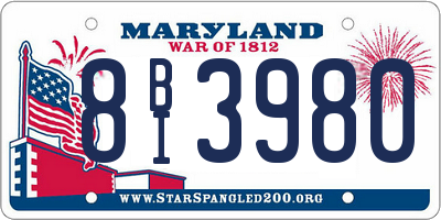 MD license plate 8BI3980