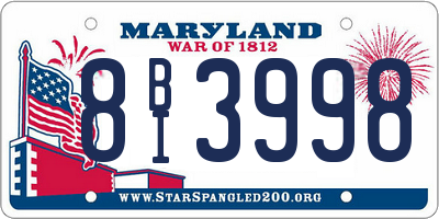 MD license plate 8BI3998
