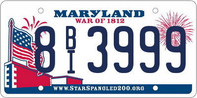 MD license plate 8BI3999