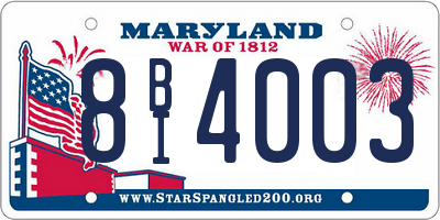 MD license plate 8BI4003
