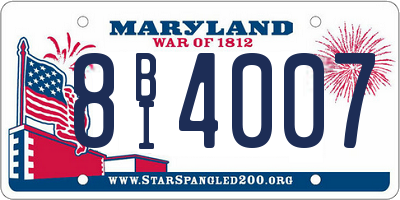 MD license plate 8BI4007