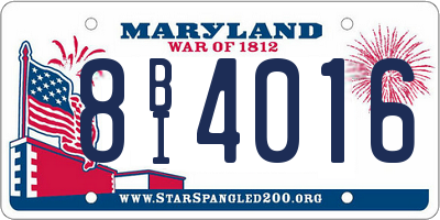 MD license plate 8BI4016
