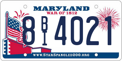 MD license plate 8BI4021