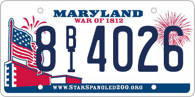 MD license plate 8BI4026