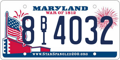 MD license plate 8BI4032
