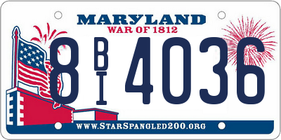 MD license plate 8BI4036