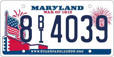 MD license plate 8BI4039