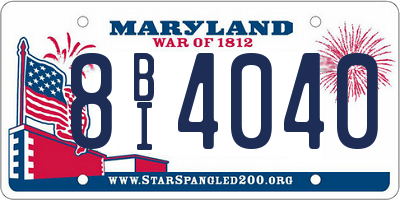 MD license plate 8BI4040