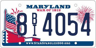 MD license plate 8BI4054