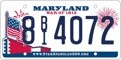 MD license plate 8BI4072