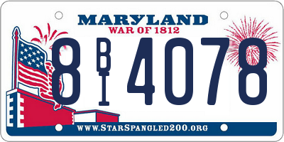 MD license plate 8BI4078
