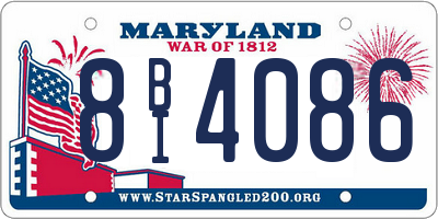 MD license plate 8BI4086