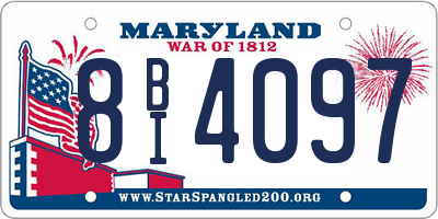 MD license plate 8BI4097