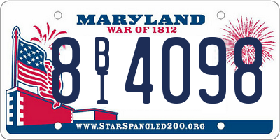 MD license plate 8BI4098