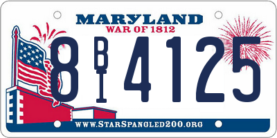 MD license plate 8BI4125