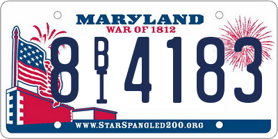 MD license plate 8BI4183