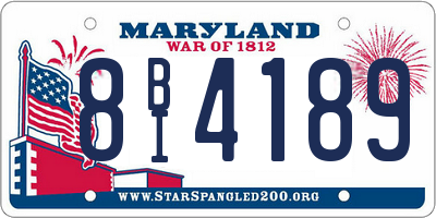 MD license plate 8BI4189
