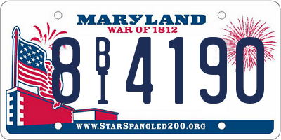 MD license plate 8BI4190