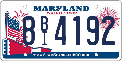 MD license plate 8BI4192