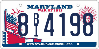 MD license plate 8BI4198