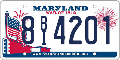 MD license plate 8BI4201