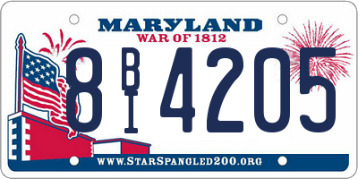 MD license plate 8BI4205