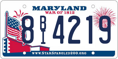 MD license plate 8BI4219