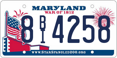 MD license plate 8BI4258