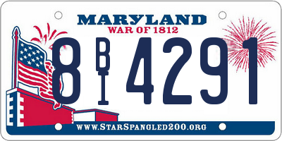 MD license plate 8BI4291