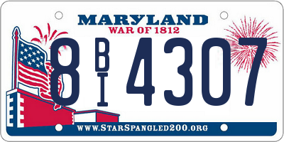MD license plate 8BI4307