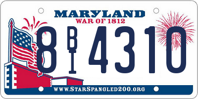 MD license plate 8BI4310