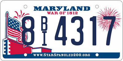 MD license plate 8BI4317