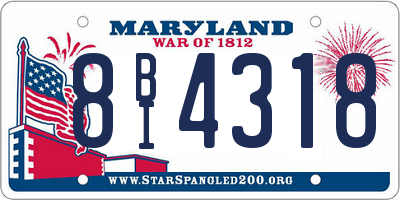 MD license plate 8BI4318