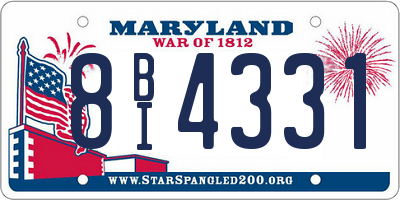 MD license plate 8BI4331